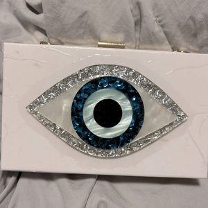 Evil eye crystal clutch crossbody purse brand new plastic still on it